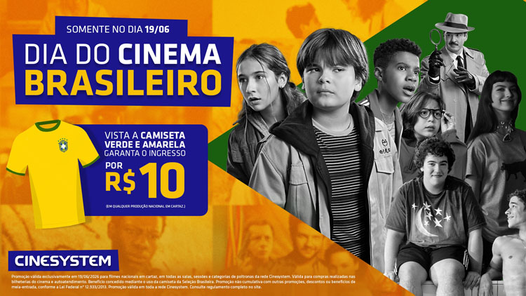 Dia do Cinema Brasileiro tem ingressos a R$ 10 para quem vestir camisa da seleção